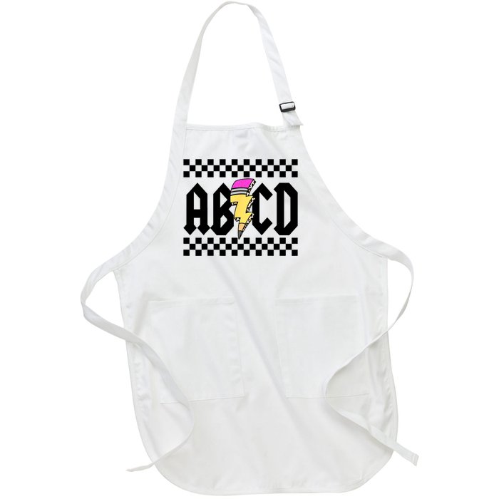 ABCD Pencil Lightning Bolt Back To School Teachers Kids Rock Full-Length Apron With Pockets