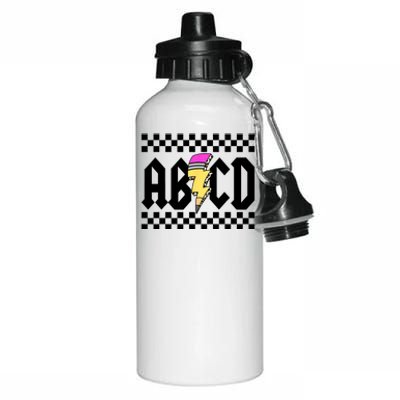 ABCD Pencil Lightning Bolt Back To School Teachers Kids Rock Aluminum Water Bottle