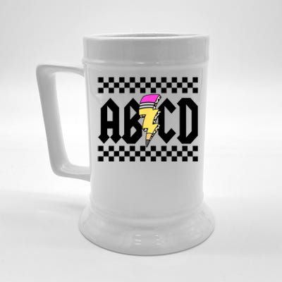 ABCD Pencil Lightning Bolt Back To School Teachers Kids Rock Beer Stein