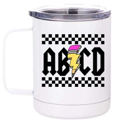 ABCD Pencil Lightning Bolt Back To School Teachers Kids Rock 12 oz Stainless Steel Tumbler Cup