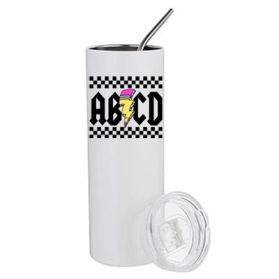 ABCD Pencil Lightning Bolt Back To School Teachers Kids Rock Stainless Steel Tumbler