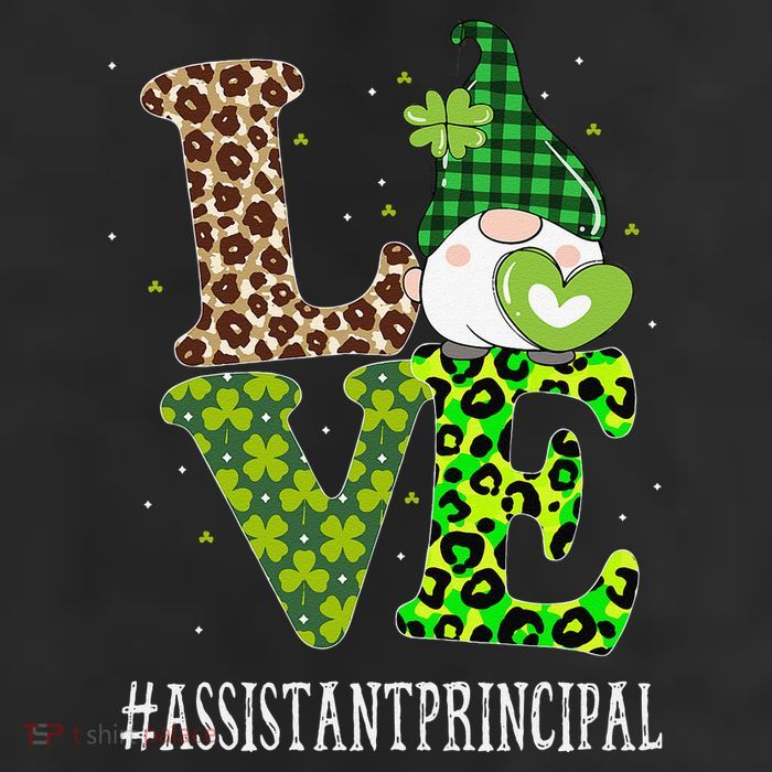 Assistant Principal Love St Patricks Day Gnome Leopard 7 Panel Mesh Trucker Snapback Hat