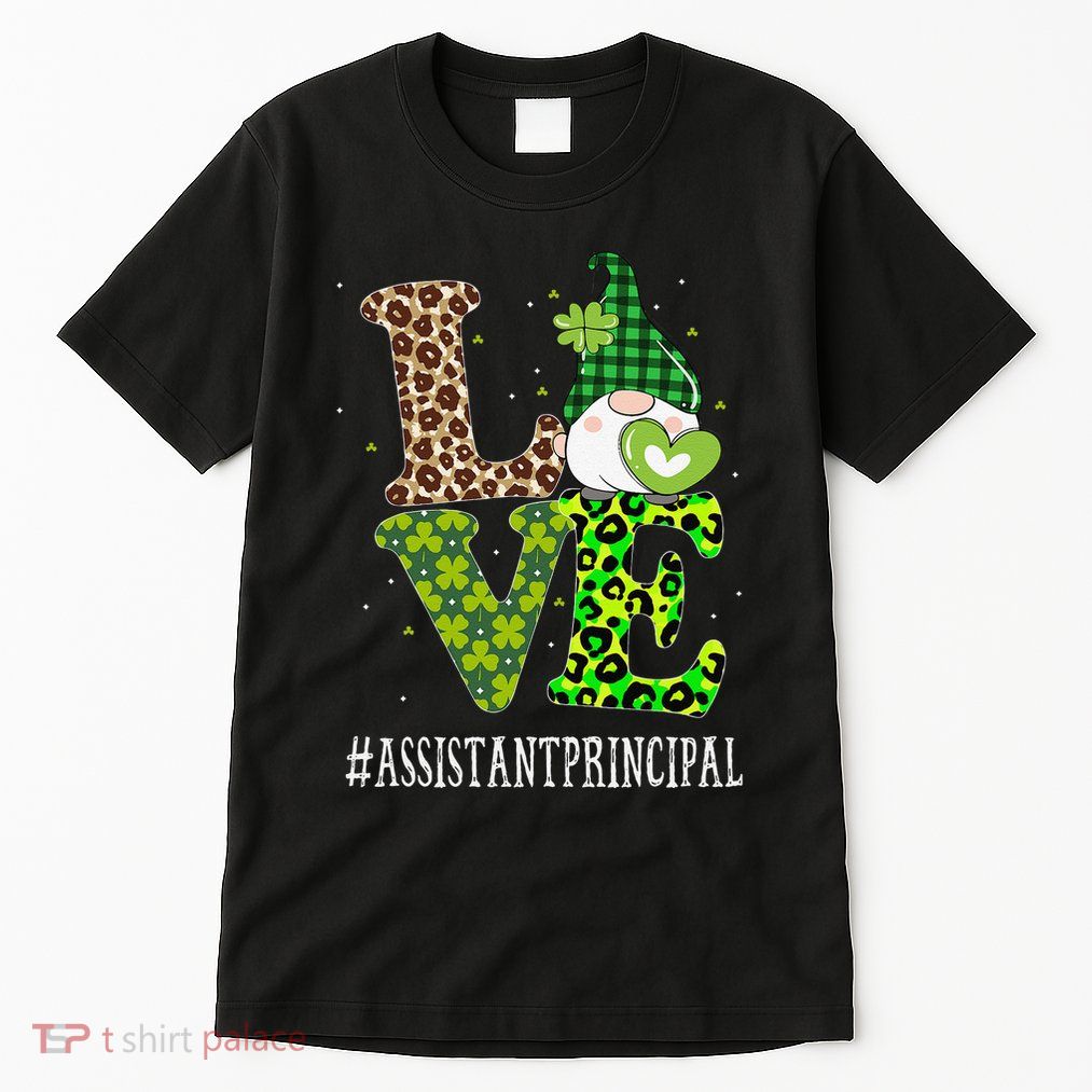 Assistant Principal Love St Patricks Day Gnome Leopard Tall T-Shirt