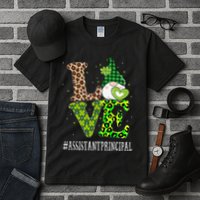 Assistant Principal Love St Patricks Day Gnome Leopard Tall T-Shirt