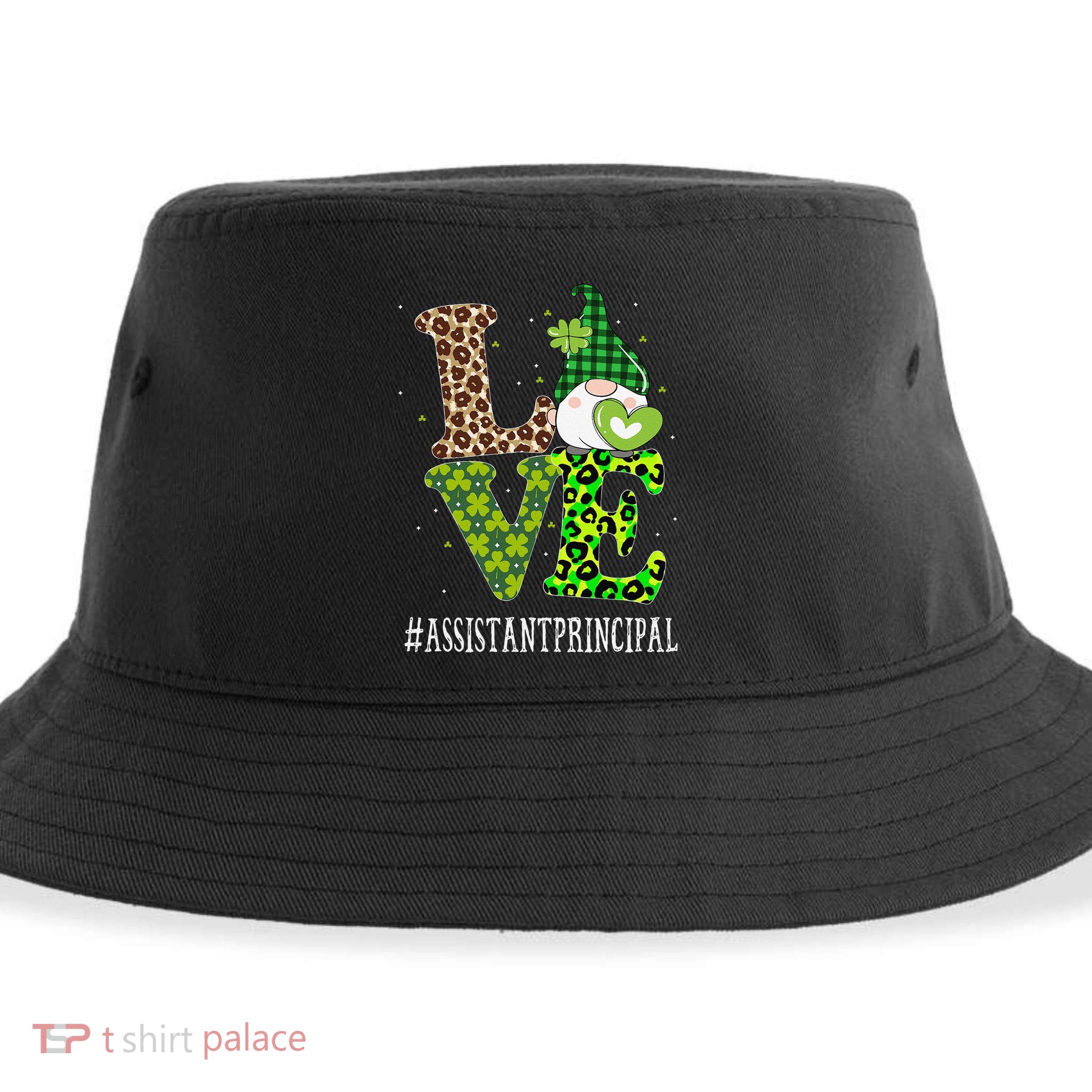 Assistant Principal Love St Patricks Day Gnome Leopard Sustainable Bucket Hat