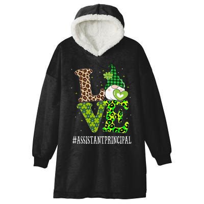 Assistant Principal Love St Patricks Day Gnome Leopard Hooded Wearable Blanket
