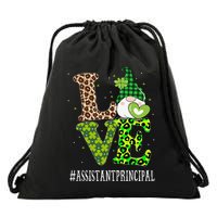 Assistant Principal Love St Patricks Day Gnome Leopard Drawstring Bag