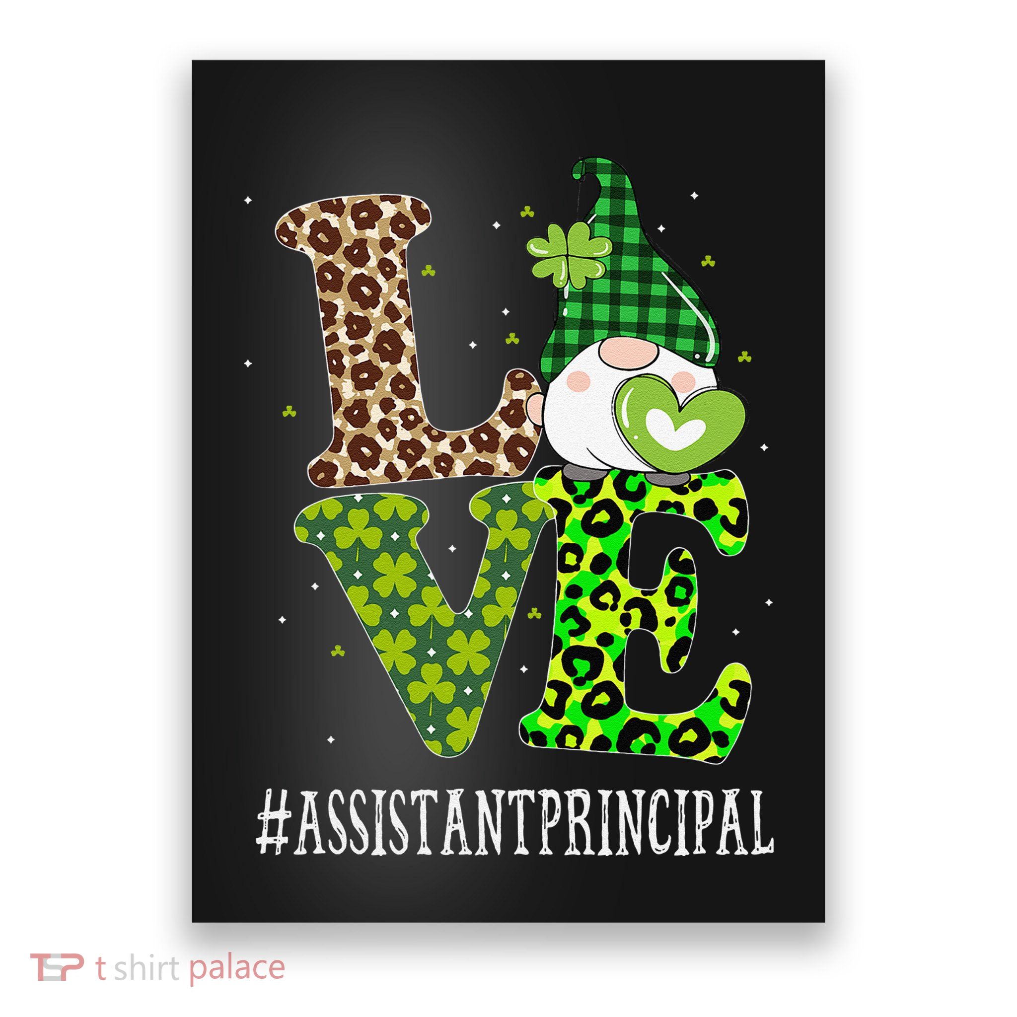 Assistant Principal Love St Patricks Day Gnome Leopard Poster