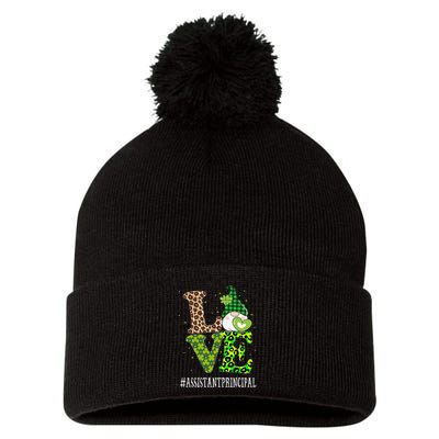 Assistant Principal Love St Patricks Day Gnome Leopard Pom Pom 12in Knit Beanie