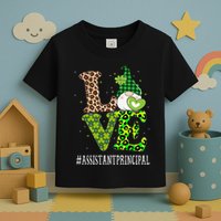 Assistant Principal Love St Patricks Day Gnome Leopard Toddler T-Shirt