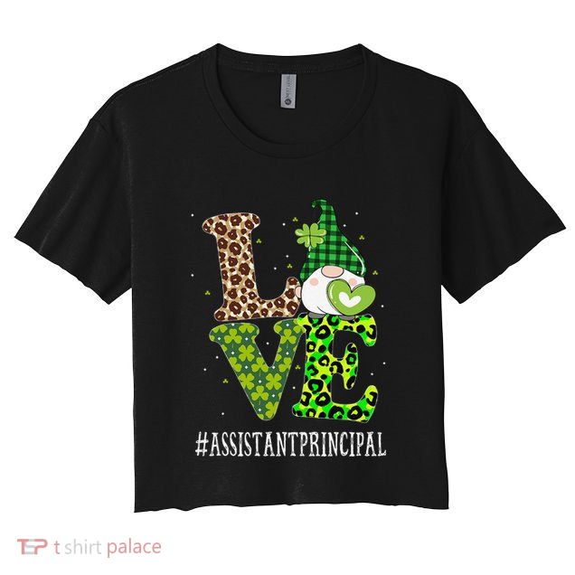 Assistant Principal Love St Patricks Day Gnome Leopard Crop Top
