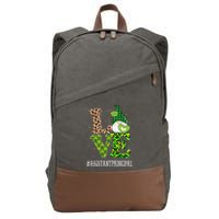 Assistant Principal Love St Patricks Day Gnome Leopard Cotton Canvas Backpack