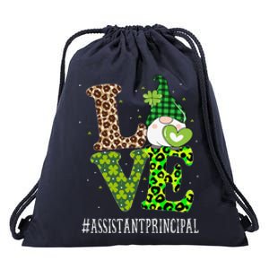 Assistant Principal Love St Patricks Day Gnome Leopard Drawstring Bag