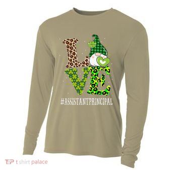 Assistant Principal Love St Patricks Day Gnome Leopard Cooling Performance Long Sleeve Crew