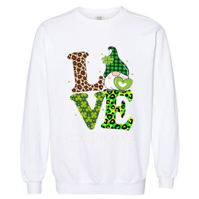 Assistant Principal Love St Patricks Day Gnome Leopard Garment-Dyed Sweatshirt