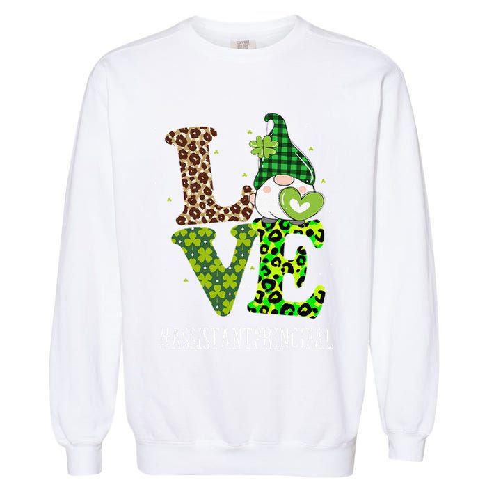 Assistant Principal Love St Patricks Day Gnome Leopard Garment-Dyed Sweatshirt