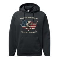 American Patriotic Love your Freedom Thank a Veteran  Performance Fleece Hoodie