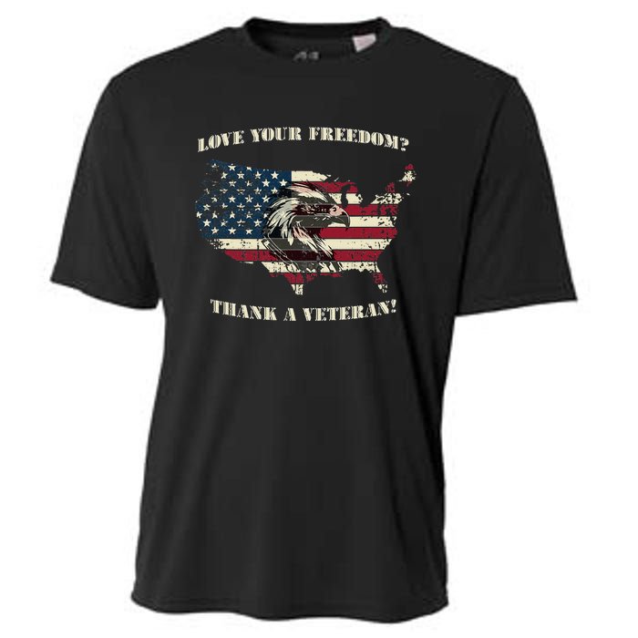 American Patriotic Love your Freedom Thank a Veteran  Cooling Performance Crew T-Shirt