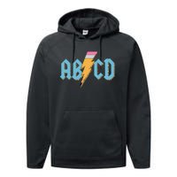 ABCD Pencil Lightning Rockn Roll Teacher Back To School Performance Fleece Hoodie