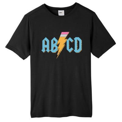 ABCD Pencil Lightning Rockn Roll Teacher Back To School Tall Fusion ChromaSoft Performance T-Shirt