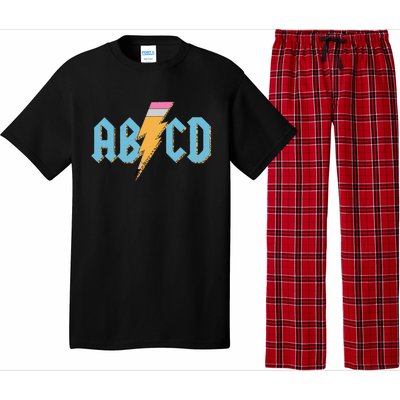 ABCD Pencil Lightning Rockn Roll Teacher Back To School Pajama Set