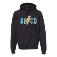 ABCD Pencil Lightning Rockn Roll Teacher Back To School Premium Hoodie