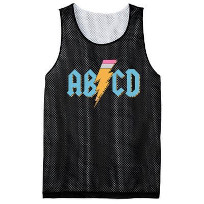 ABCD Pencil Lightning Rockn Roll Teacher Back To School Mesh Reversible Basketball Jersey Tank