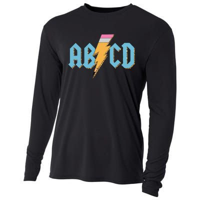 ABCD Pencil Lightning Rockn Roll Teacher Back To School Cooling Performance Long Sleeve Crew