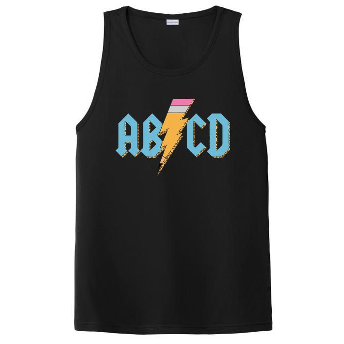 ABCD Pencil Lightning Rockn Roll Teacher Back To School PosiCharge Competitor Tank