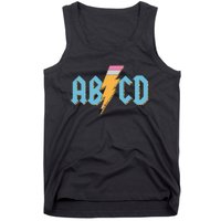 ABCD Pencil Lightning Rockn Roll Teacher Back To School Tank Top