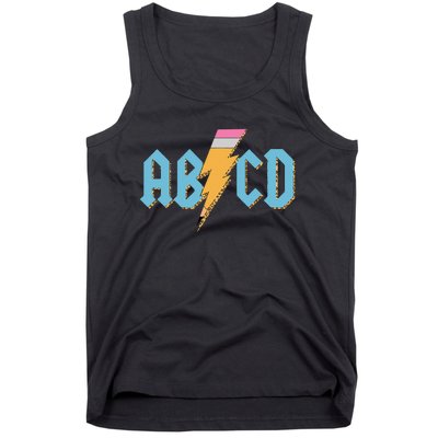 ABCD Pencil Lightning Rockn Roll Teacher Back To School Tank Top