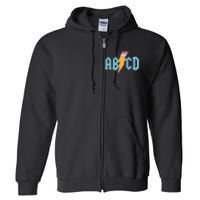 ABCD Pencil Lightning Rockn Roll Teacher Back To School Full Zip Hoodie