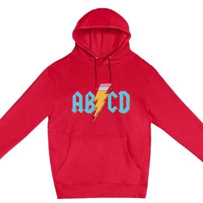 ABCD Pencil Lightning Rockn Roll Teacher Back To School Premium Pullover Hoodie