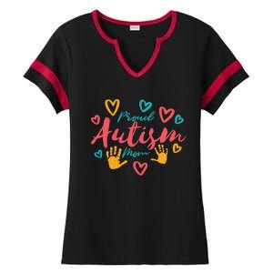 Autism Proud Mom Design Gift Ladies Halftime Notch Neck Tee