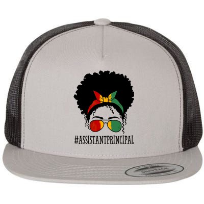 Assistant Principal Messy Bun Black History Month Gift Flat Bill Trucker Hat