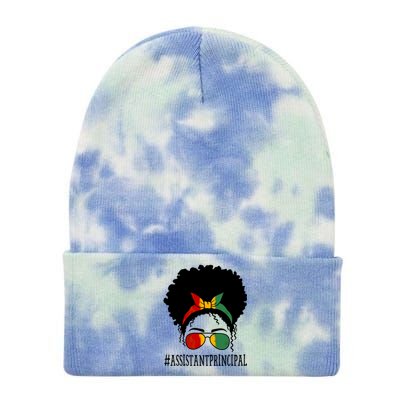 Assistant Principal Messy Bun Black History Month Gift Tie Dye 12in Knit Beanie