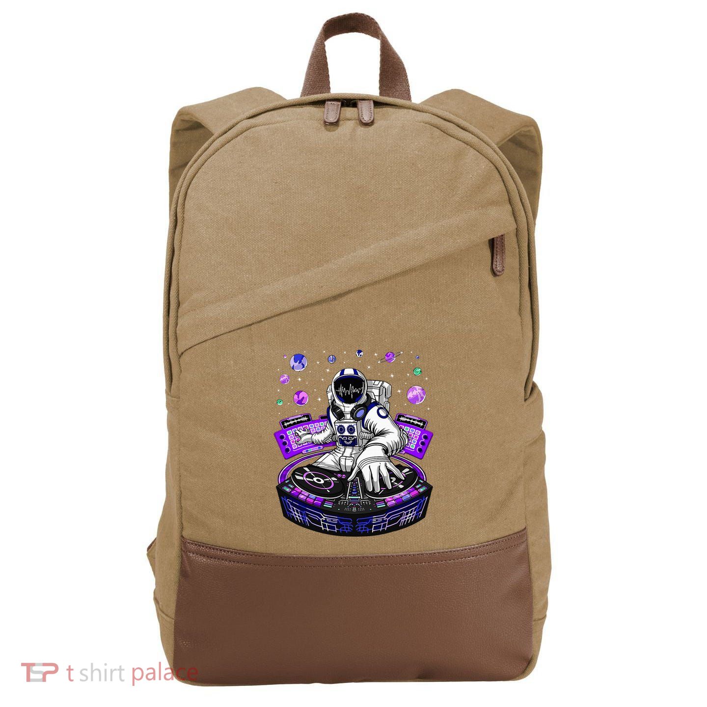 Astronaut Psychedelic Music Dj Psytrance Techno Edm Festival Cotton Canvas Backpack