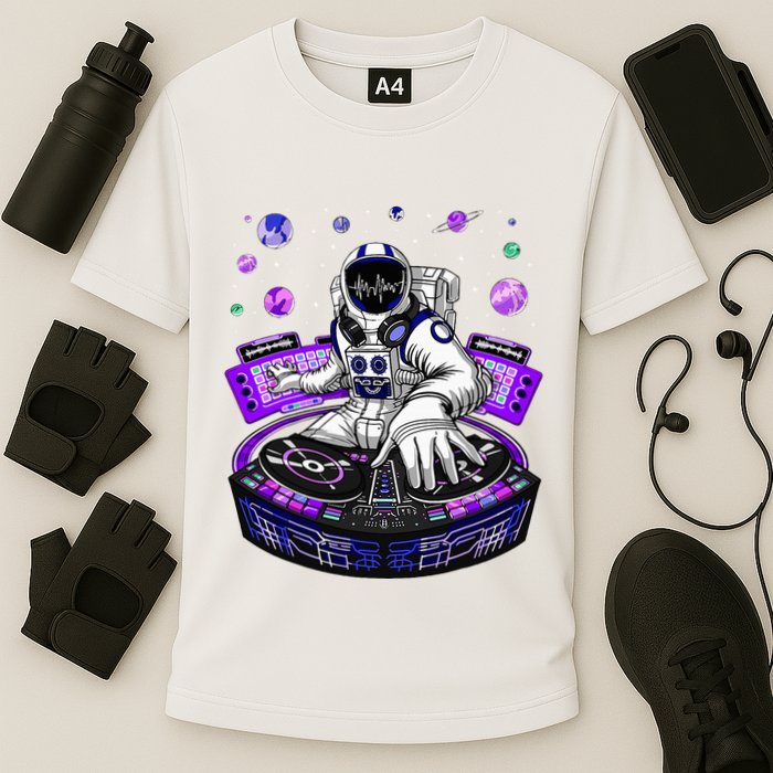 Astronaut Psychedelic Music Dj Psytrance Techno Edm Festival Cooling Performance Crew T-Shirt