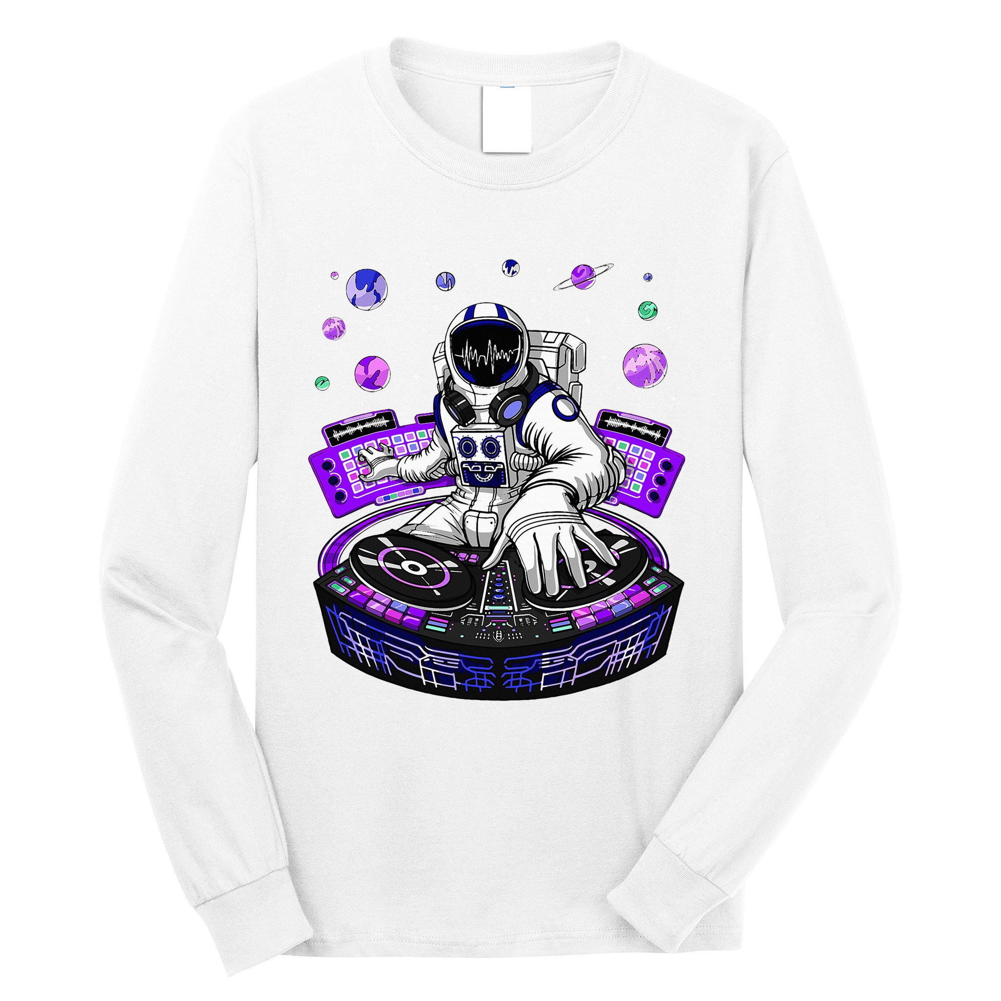 Astronaut Psychedelic Music Dj Psytrance Techno Edm Festival Long Sleeve Shirt
