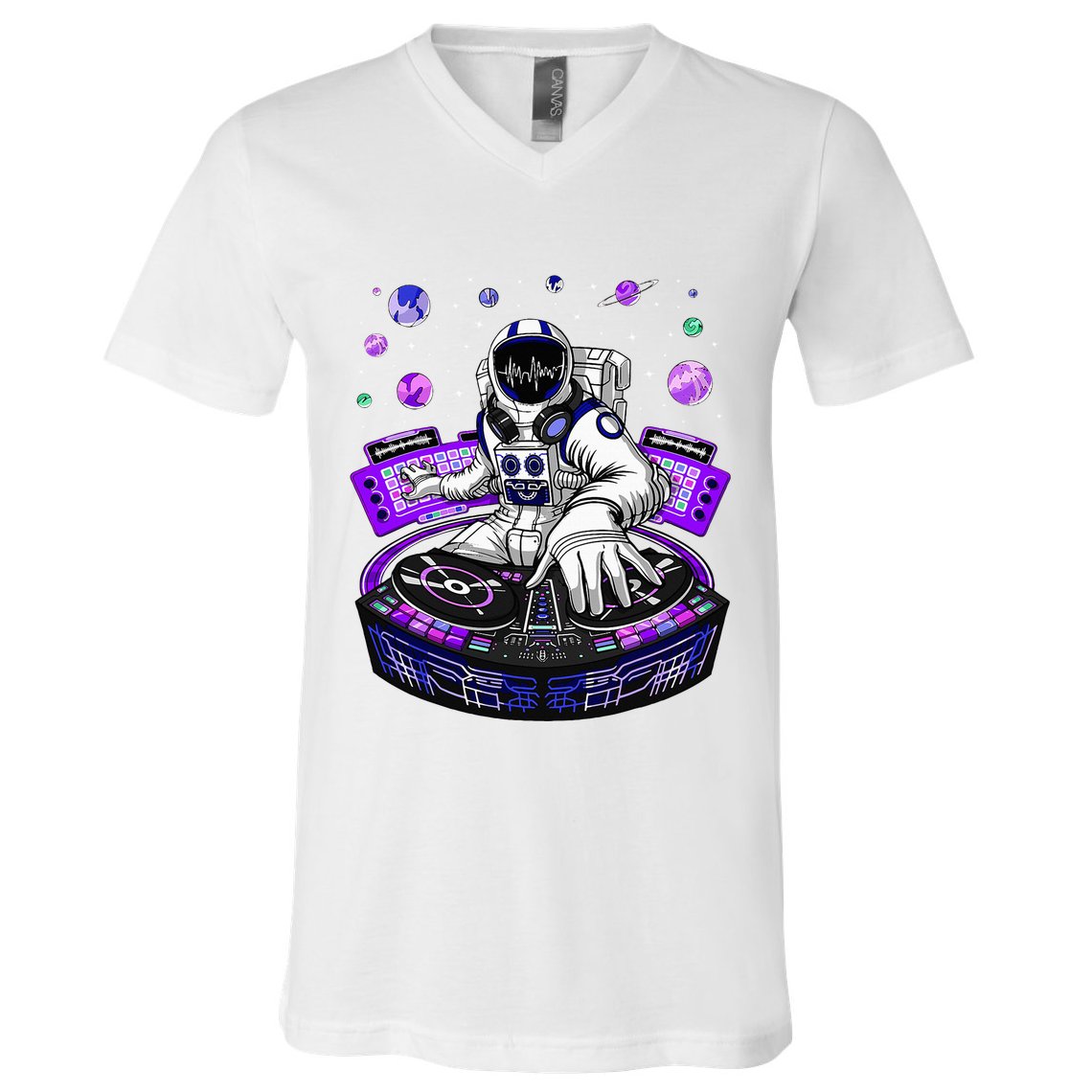 Astronaut Psychedelic Music Dj Psytrance Techno Edm Festival V-Neck T-Shirt