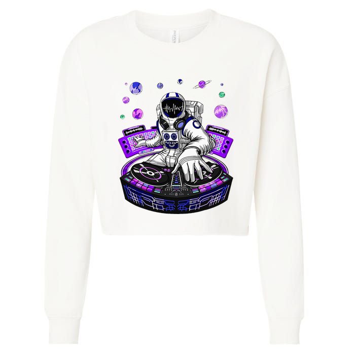 Astronaut Psychedelic Music Dj Psytrance Techno Edm Festival Cropped Pullover Crew