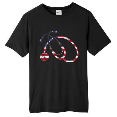 American Pride Medical Nurse Gift Us Flag Stethoscope Nurse Cool Gift Tall Fusion ChromaSoft Performance T-Shirt