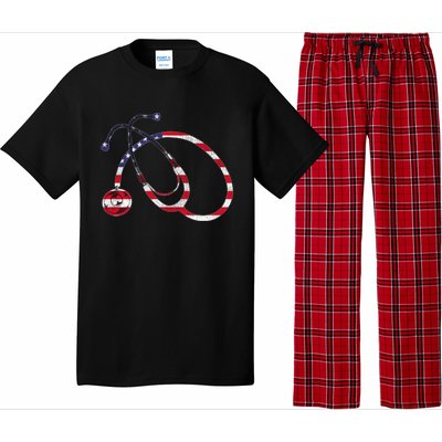 American Pride Medical Nurse Gift Us Flag Stethoscope Nurse Cool Gift Pajama Set