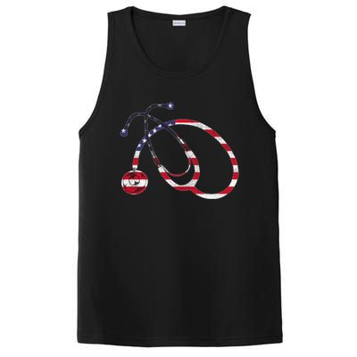 American Pride Medical Nurse Gift Us Flag Stethoscope Nurse Cool Gift PosiCharge Competitor Tank