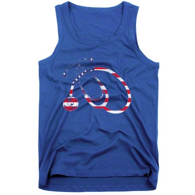 American Pride Medical Nurse Gift Us Flag Stethoscope Nurse Cool Gift Tank Top