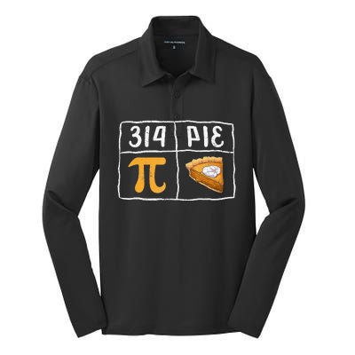 Atom Pi Math Science STEM Gift 3.14 Pi Day Silk Touch Performance Long Sleeve Polo