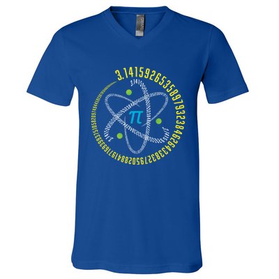 Atom Pi Math Science Stem Gift 3 14 Pi Day Meaningful Gift V-Neck T-Shirt