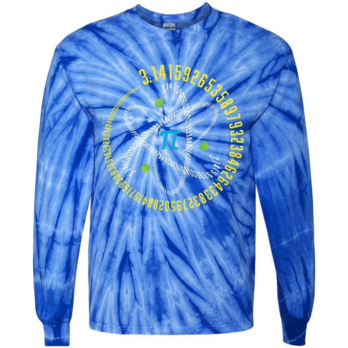 Atom Pi Math Science Stem Gift 3 14 Pi Day Meaningful Gift Tie-Dye Long Sleeve Shirt