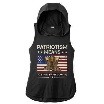 America Patriotism Means To Stand By My Country Army Veteran Cute Gift Ladies PosiCharge Tri-Blend Wicking Draft Hoodie Tank