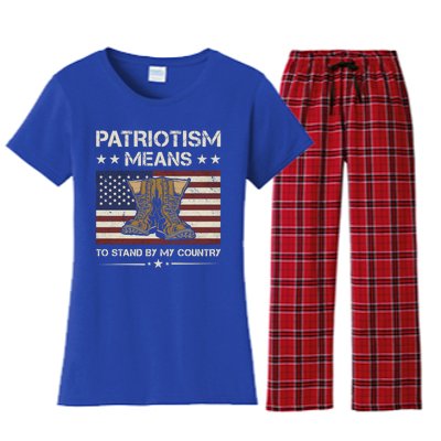 America Patriotism Means To Stand By My Country Army Veteran Cute Gift Women's Flannel Pajama Set